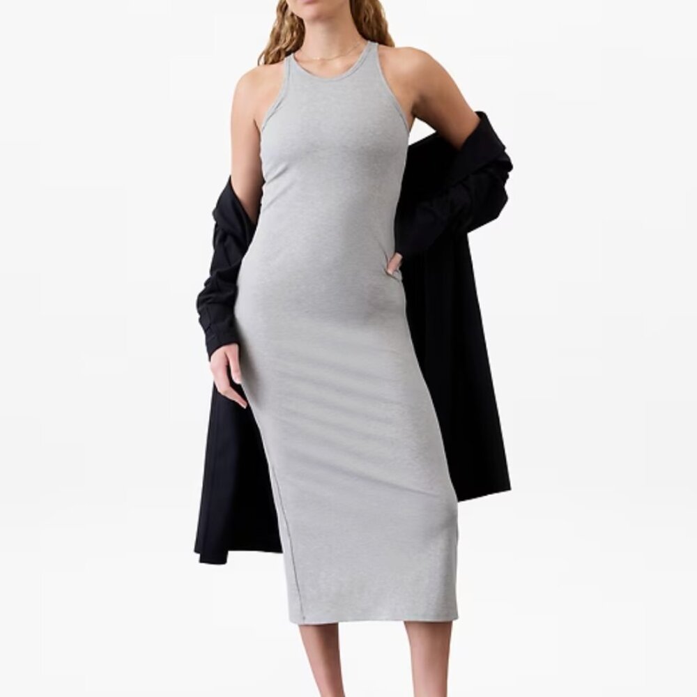Athleta Grey Ribbed Maxi Tank Dress